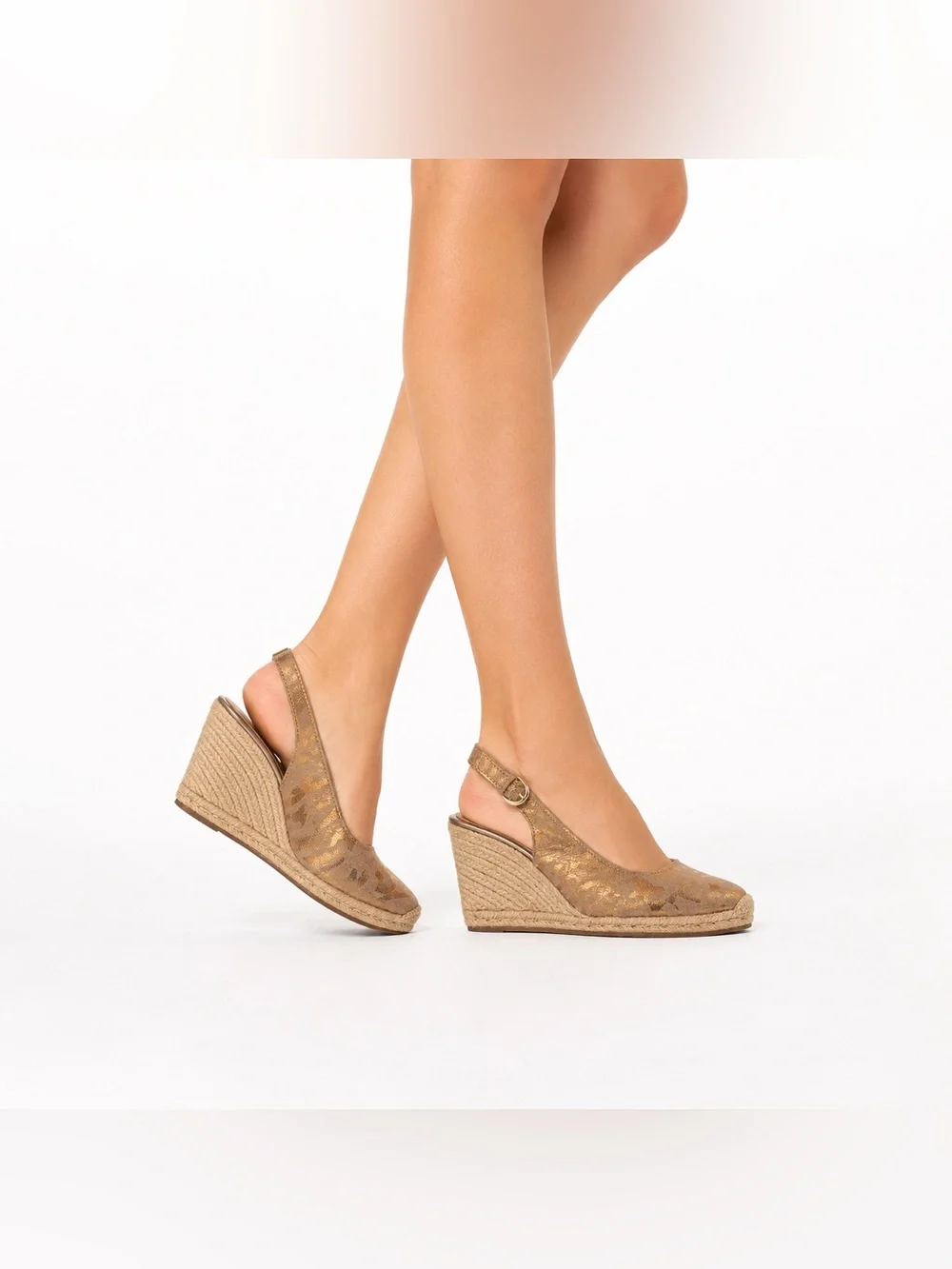 Naturalizer Metallic Floral Espadrille Wedge Slingback Shoes Closed Toes Comfort